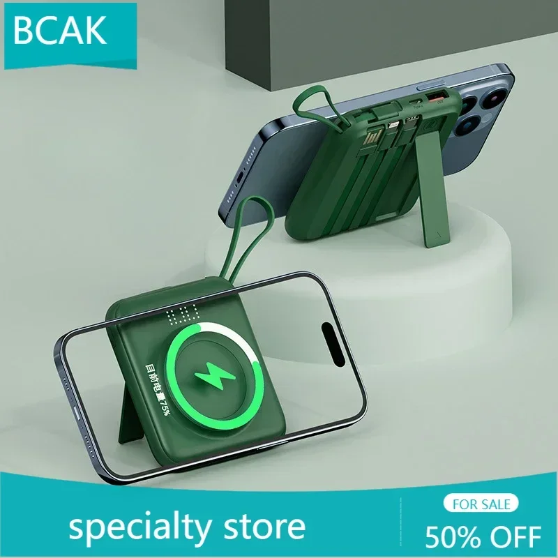 

New /Q12 Magnetic Power Bank Fast Charging with Cable Compact Portable Wireless Charging BCAK Mobile Power Supply Large Capacity