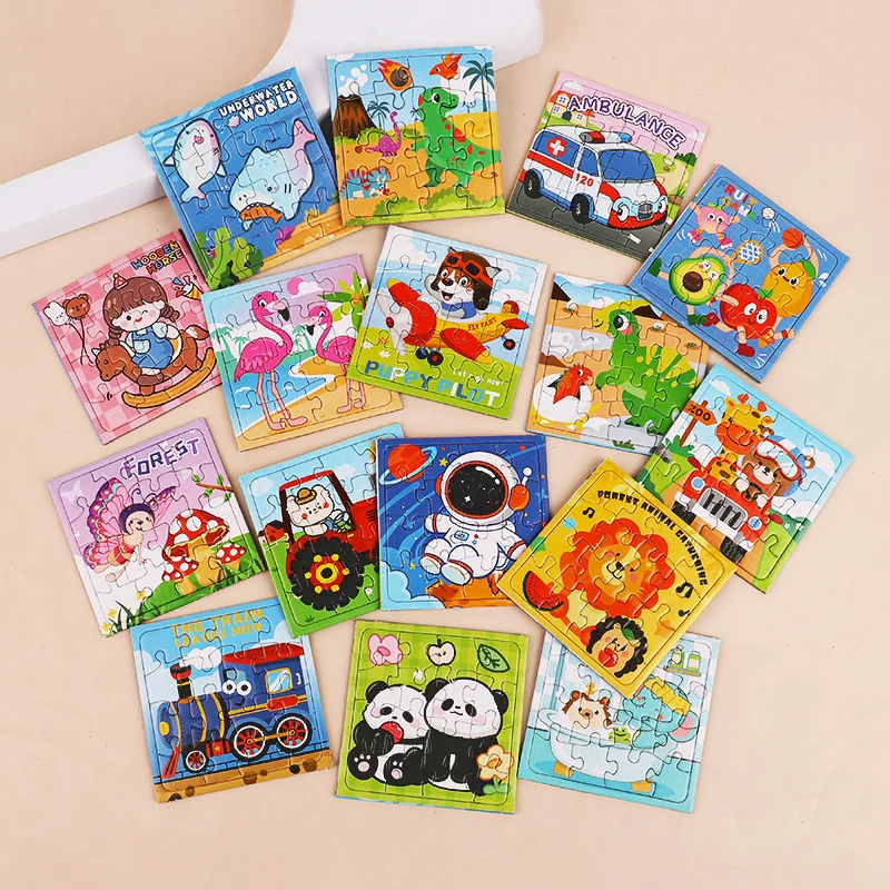 15/30 Stücke Mini Cartoon Tier Papier Puzzles Lernspielzeug Kinder Geburtstag Party Favors Geschenk Schule Belohnungen Pinata Füllstoffe – Detail 3