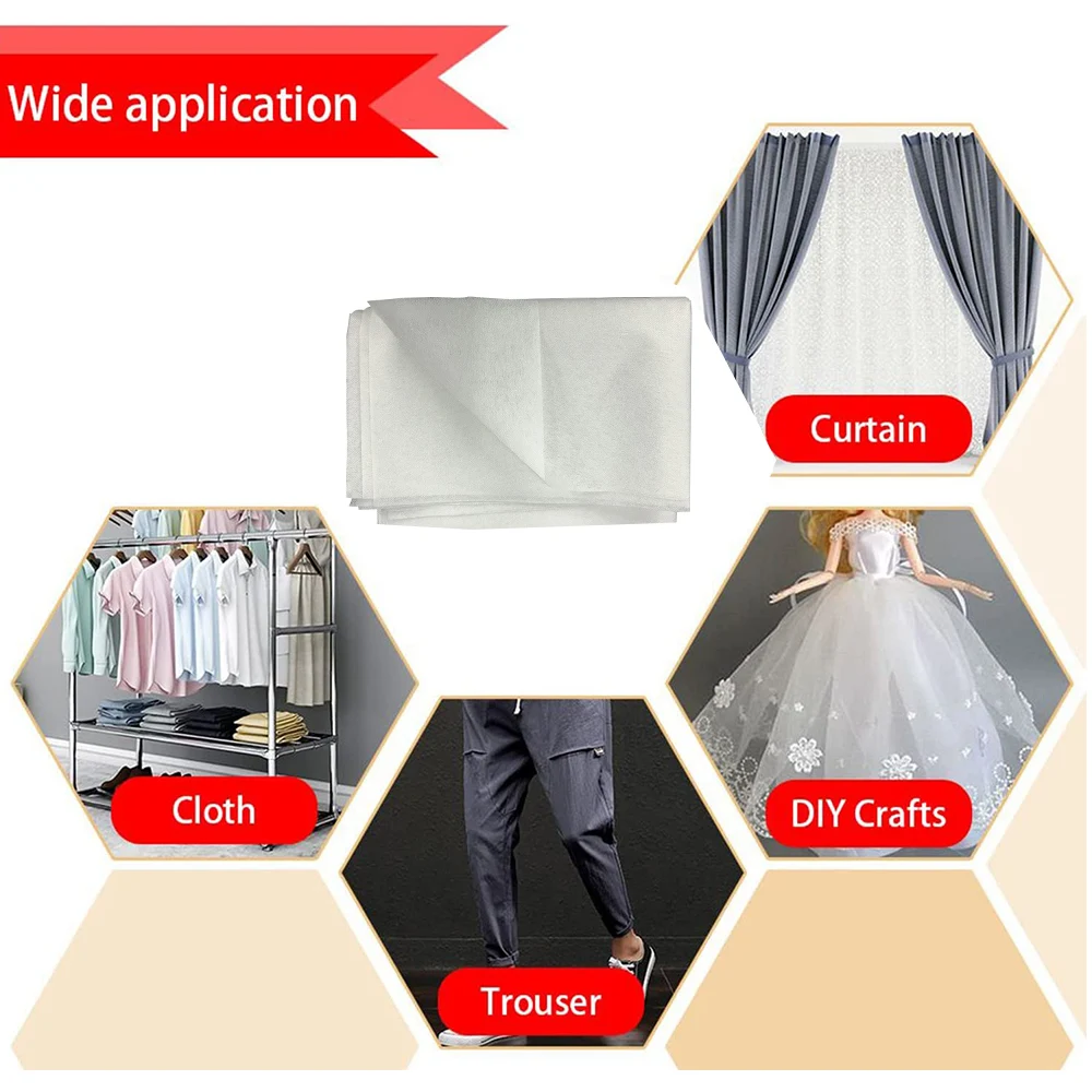 2025 Sewing Essential 39"x19" Iron-On Interfacing Fabric Non-Woven Fusible Backing for Collars Stitch Reinforcement Wrinkle-Free - Image 5