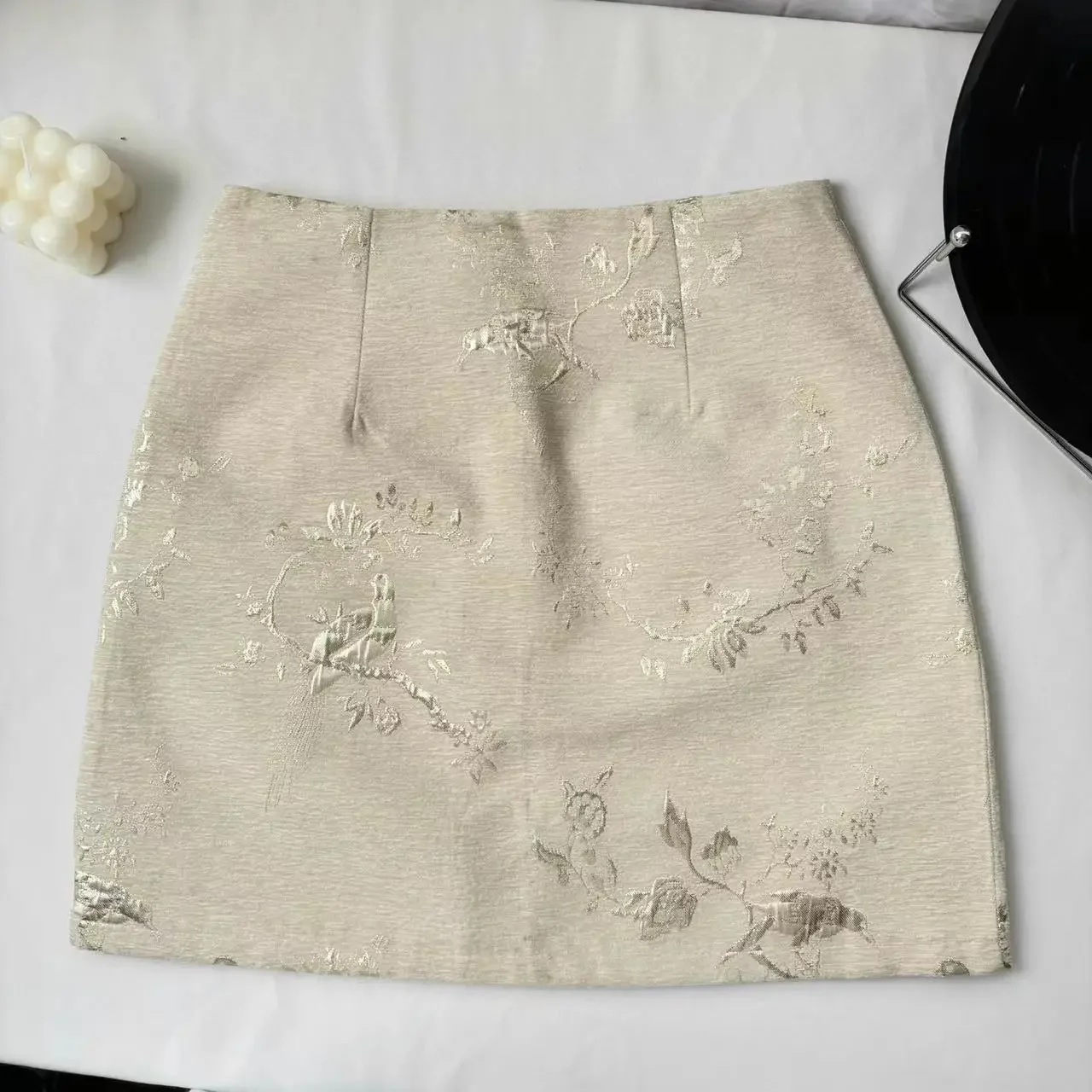 Chinese Style Black Boho Mini Skirt For Women 2024 Beige Print High Waist New Summer Wrapped Hip A-line Short Jacquard Skirt Y2k