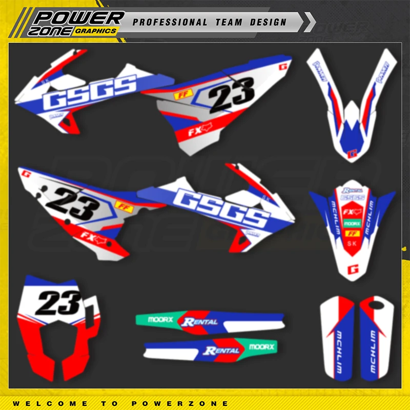 PowerZone Custom Team Graphics Backgrounds Decals For 3M Stickers Kit For GASGAS EC 2018 2019 2020  01