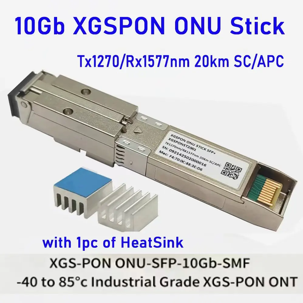 

10G+ 1270/1577nm 20KM DOM SMF XGSPON ONT SC/APC XGSPON SSH STICK ONU SFP+ Трансивер XGPON Stick 8311 Web IP MAC SN