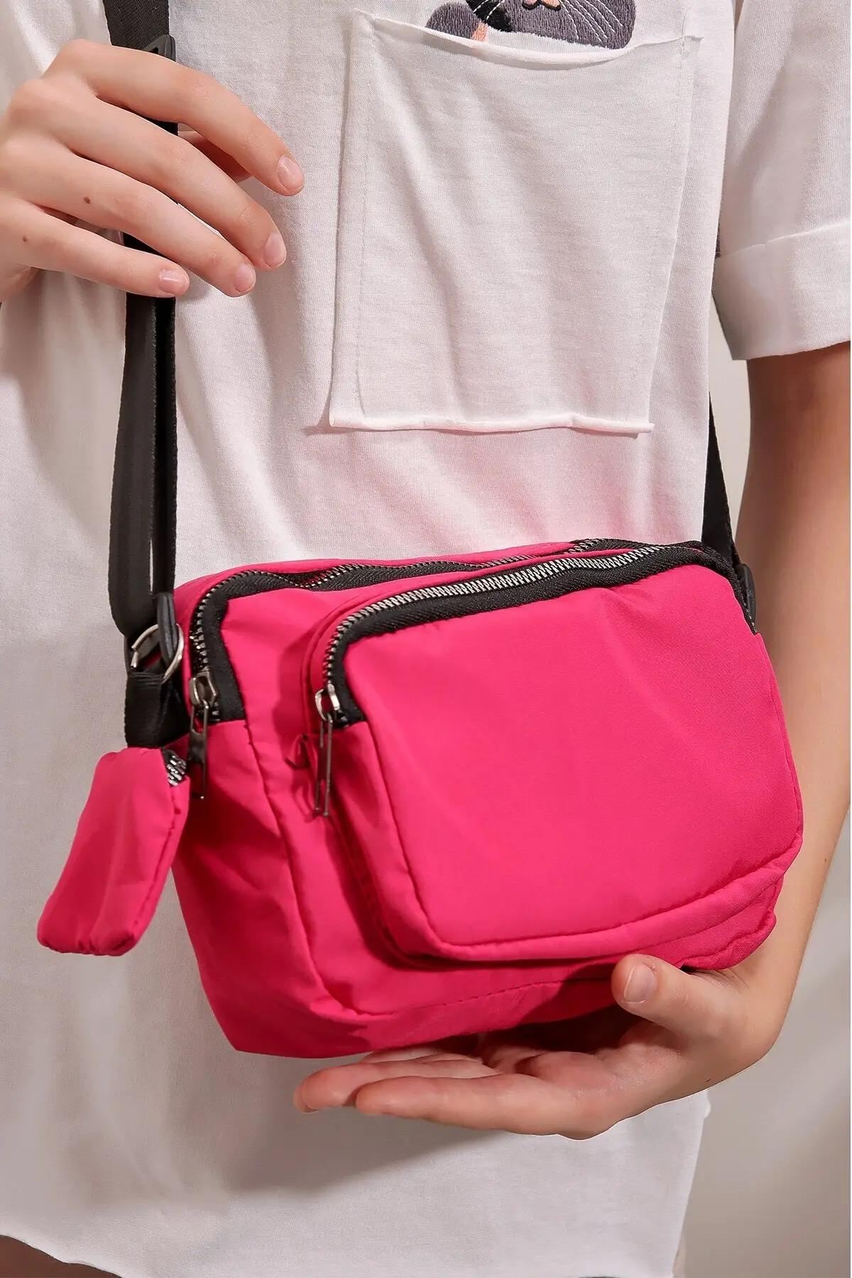 Women Fuchsia Cross Shoulder Bag Fashion Trend Quality 2022 Season Bag Women Young Short Long