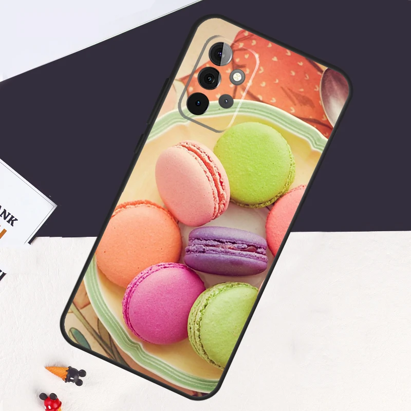 Macarons Cake Dessert Cover For Samsung Galaxy A54 A34 A14 A52S A12 A22 A32 A52 A72 A13 A33 A53 A50 A51 A71 Case