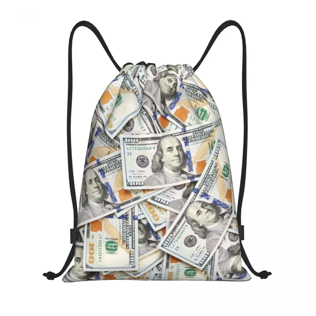 Custom Money Cash Print Drawstring Backpack Bags Women Men Lightweight Dollar Bill Gym Sports Sackpack Sacks for Yoga