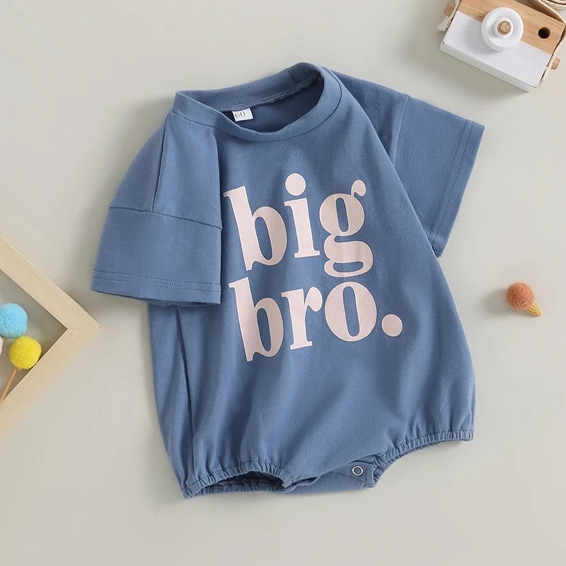 Lil Big Sis Baby Girl Boy Big Lil Bro Short Sleeve Oversized Romper Bodysuit Family Matching Shirt Outfits