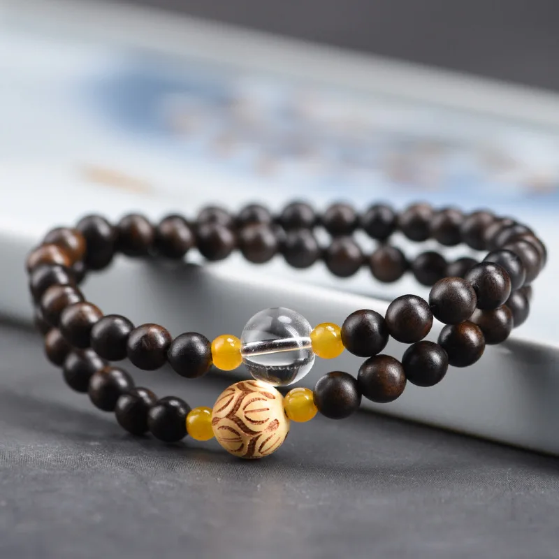 تشن غيباو دائرة مزدوجة سوار ذاتي الصنع مع يد منفصلة للنساء البوذية سبحة صلاة الثقافية سلسلة خشبية لوحة اللعب Wo #3