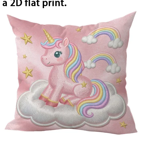 Pink Unicorn Themed 2D Flat Double-sided Printed pillow cover Short plush Suitable living rooms bedrooms throw cushion cover