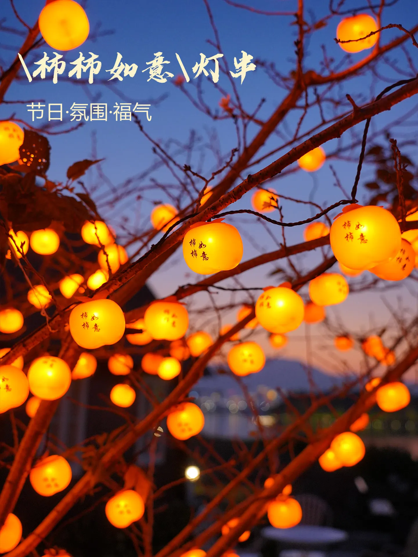 Outdoor solar persimmon light string 2026 new persimmon ruyi lantern garden decorative lights tree atmosphere light