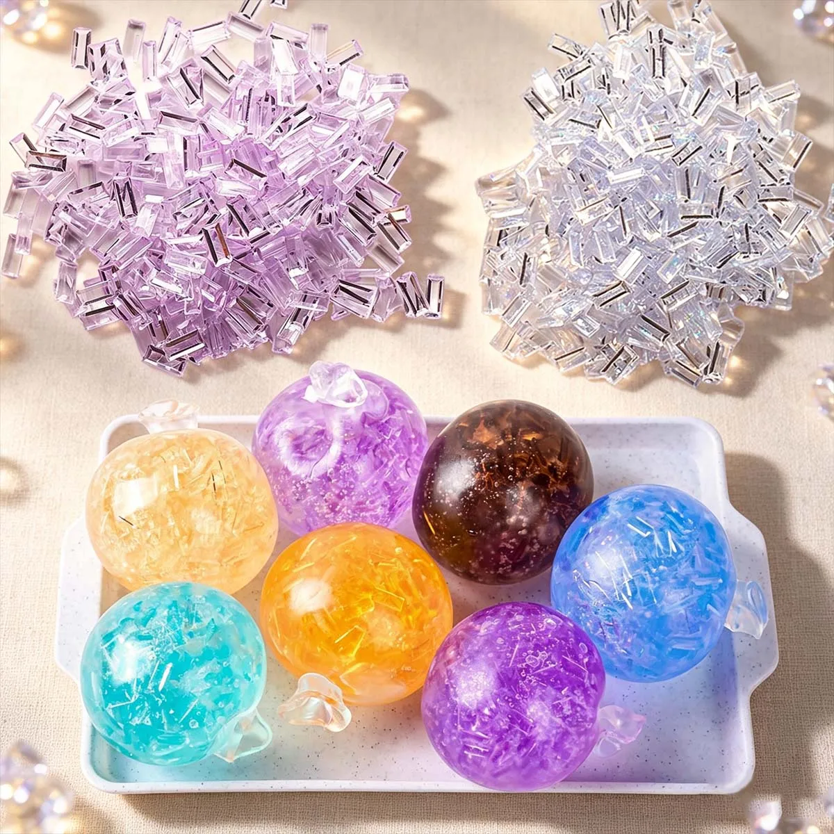 Acrylic Colorful Strip Filler for TPR Squishy Ball Plug Beads DIY Squeeze Stress Relief Toy Handmade Ornament Accessory Supplies