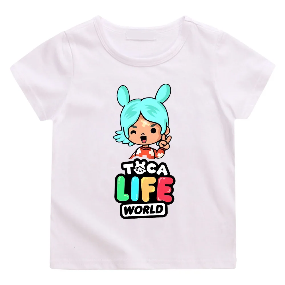 Toca Life World Children's T-shirt 100% Cotton Short Sleeve Tee-shirt Kawaii Cartoon Graphic Printing Tshirts Kids Summer Tops