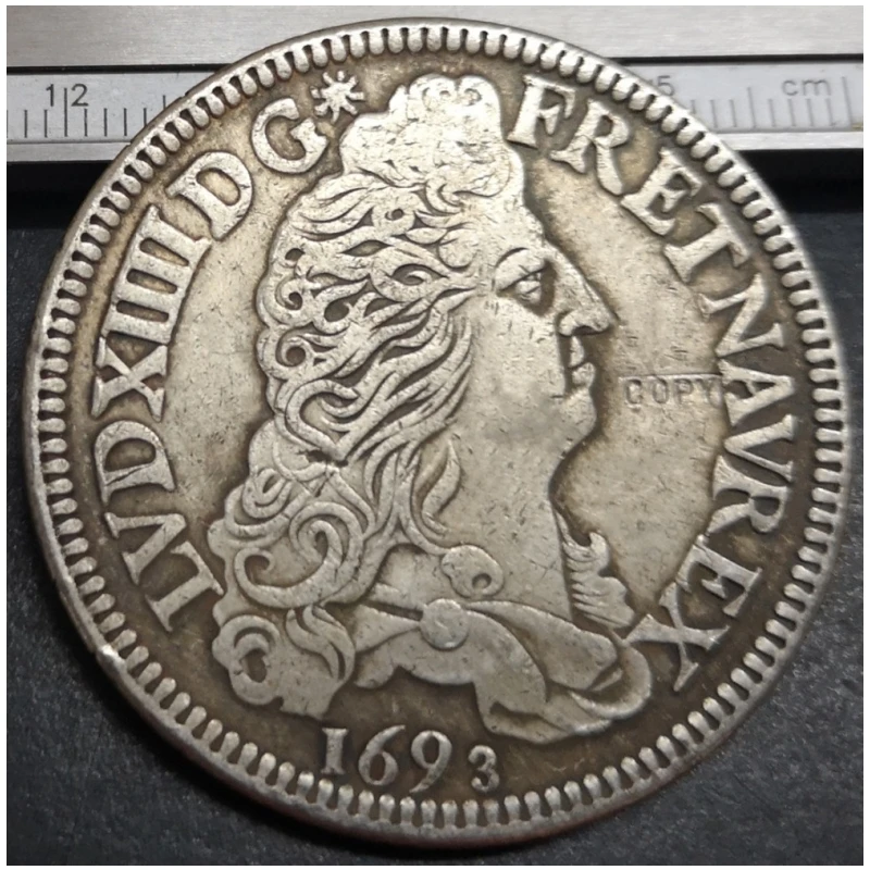 1690-1693 فرنسا-المملكة 1 Ecu - Louis XIV الفضة مطلي نسخة عملة (اختيار أي تاريخ واحد)