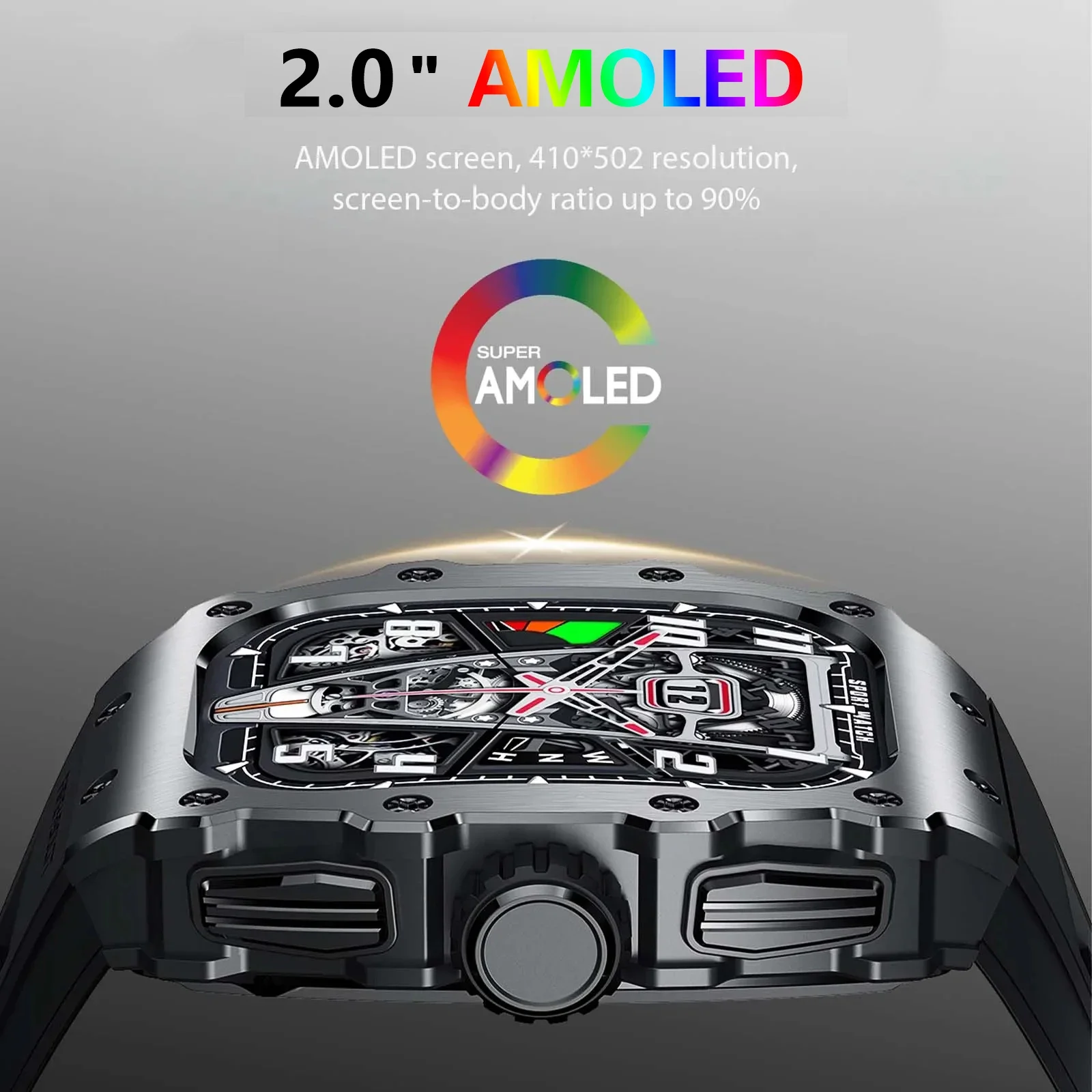 2024 NEW Business Smart Watch Men AMOLED AOD Bluetooth Call Smartwatch IP68 Waterproof Blood Oxygen for Huawei iPhone Xiaomi