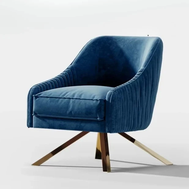 

N Nordic Light Luxury Single-Seat Sofa Chair Blue Modern Home Designer Chair Balcony Leisure Chair