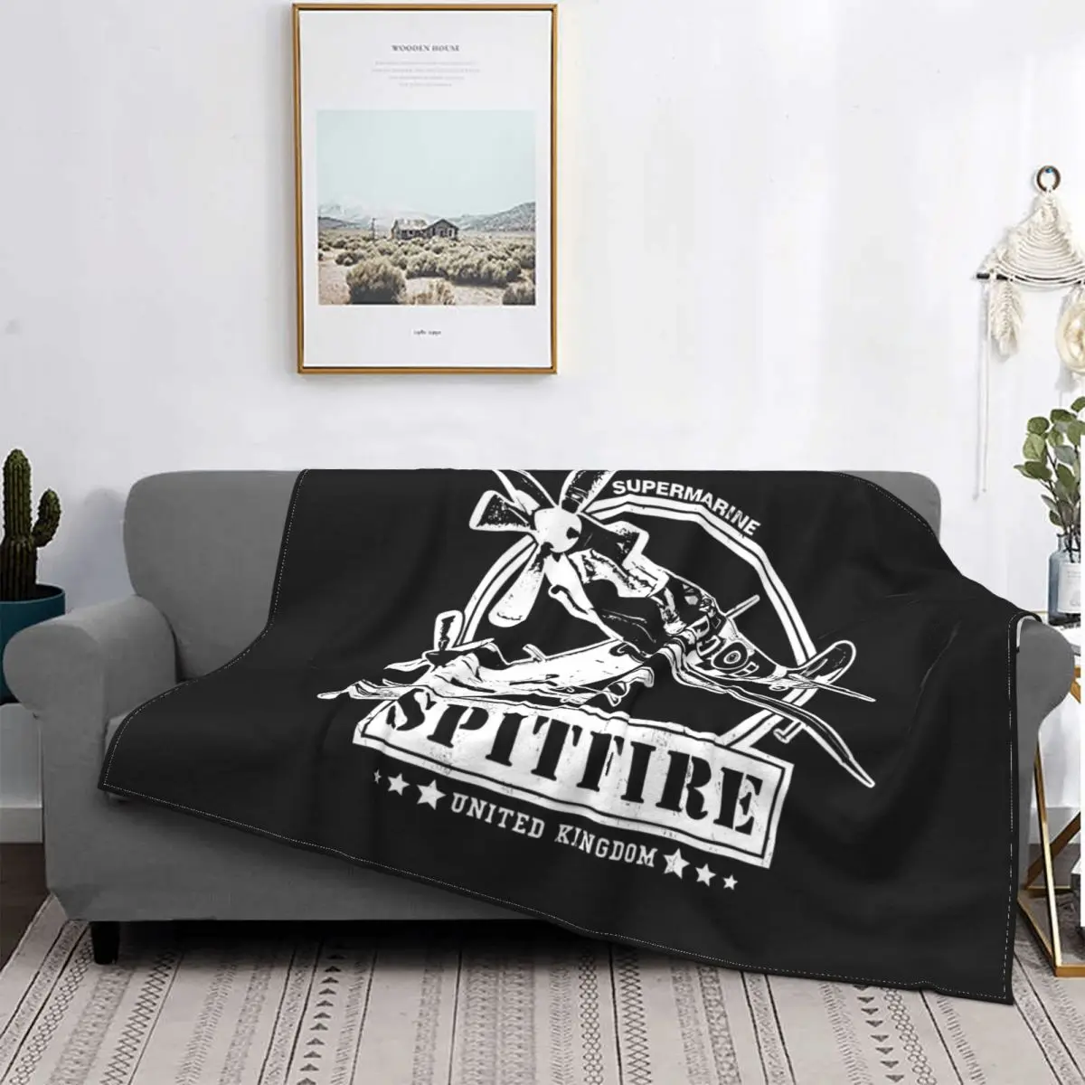 WW2 Aircraft Blanket Supermarine Spitfire Airplane Fleece Plush Autumn/Winter Cute Throw Blankets For Sofa Plush Thin Quilt