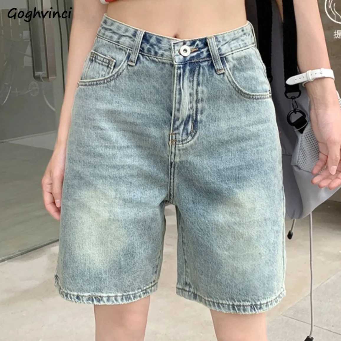 Denim Casual Shorts Women Popular Classic Vintage High Waist Distressed Design Korean Fashion Summer Cozy Loose Fit Harajuku