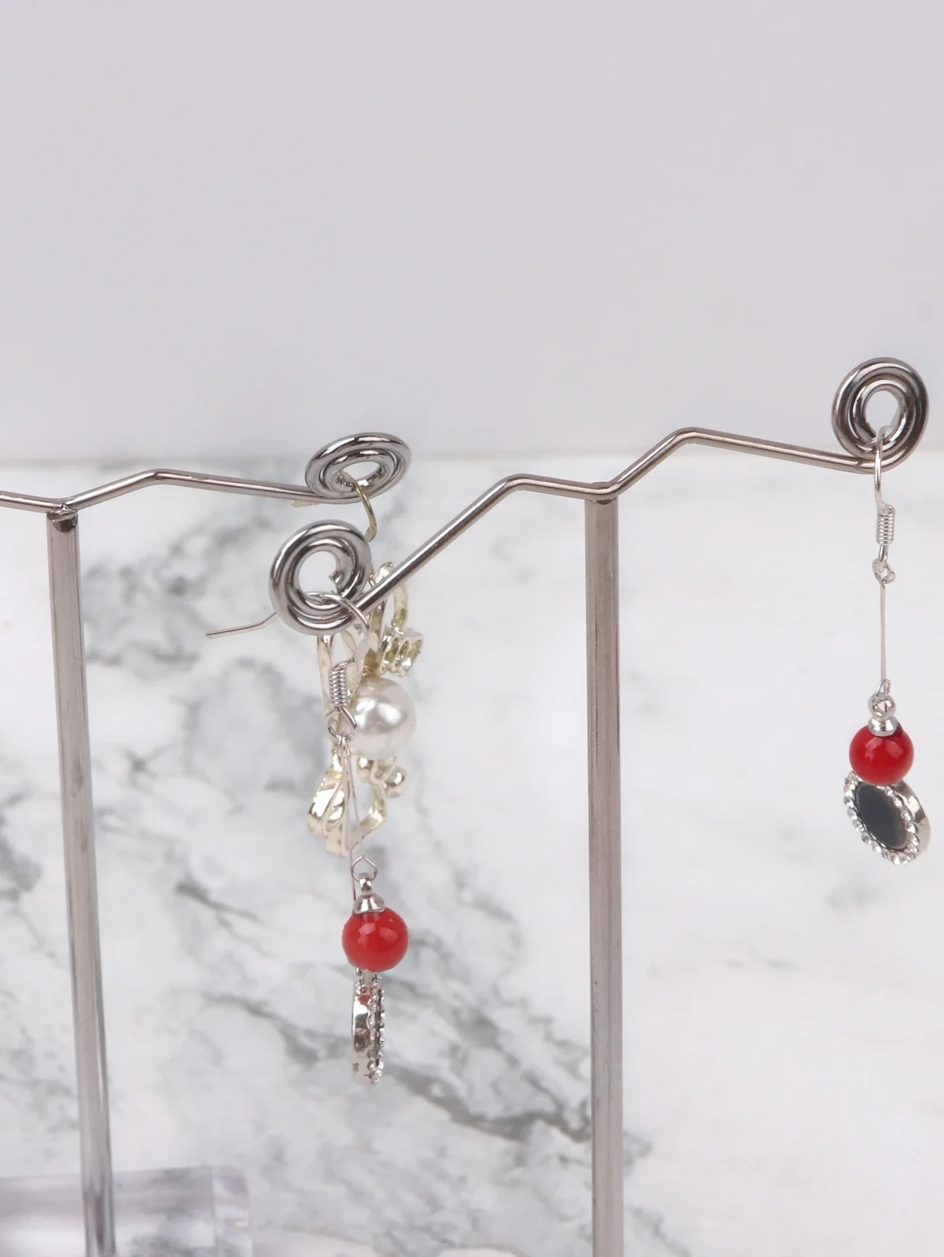 3 قطعة حديثا الاكريليك/المعادن T-شكل أقراط حلقة قلادة ساعة مجوهرات الرف حامل مجوهرات مكافحة قلادة مجوهرات عرض موقف