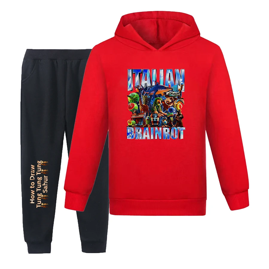 Italian Brainrot Bootleg Retro Meme Shark Tralalero Tralala Boys Sweatshirt Kids Hoodies Girls Boys Hoodies 8yrs To 12yrs Childr
