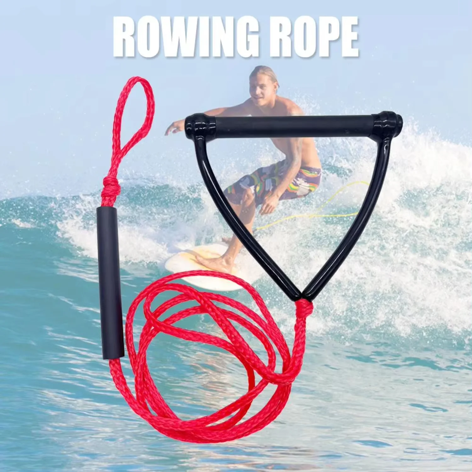 

24ft Water Ski Rope Tow Leash Cord Water Sports Accessories With Handle Grip Wakeboard Kneeboard Surfing