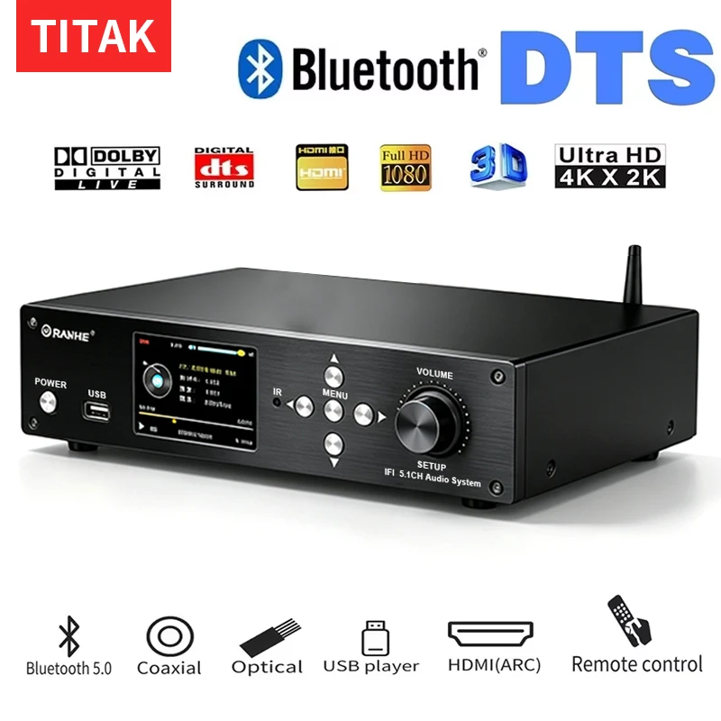 Original 5.1 Channel Audio Decoder USB U-Disk Music Playback Bluetooth 5.0 Fiber Coaxial Audio Decoding DAC PC USB Splitter