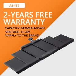 A1417 Laptop Battery for Apple Macbook Pro 15 inch A1398 (Mid 2012 Early 2013) Retina MC975LL/A MC976LL/A MD831LL/A