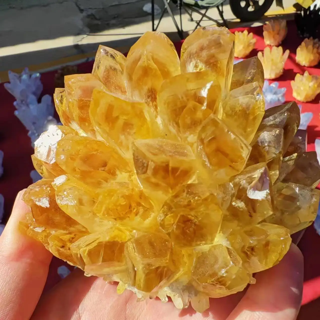 

New Find Yellow Phantom Quartz Crystal Cluster Mineral Specimen Healing Home Office Decoration