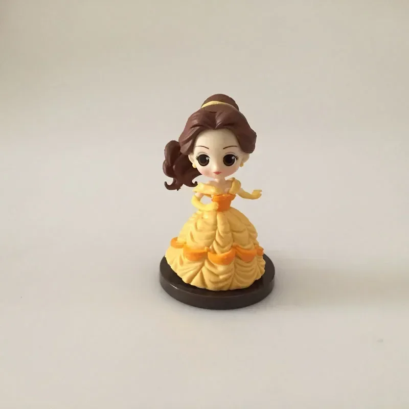 5-8cm 8pcs/set Q Posket Princess Tiana Snow White Rapunzel Ariel Cinderella Belle Mermaid PVC Action Figures Model Toys Kid Gift image 5