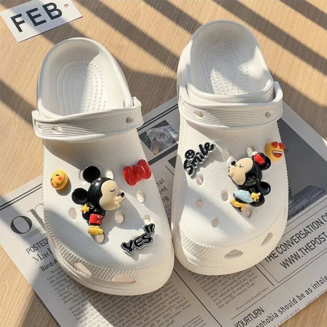 MESUCA Creative Cartoon Couple Mouse Shoe Charms DIY Shoe Flower Set Cute Clog Decor Ornaments Compatible with Crocs