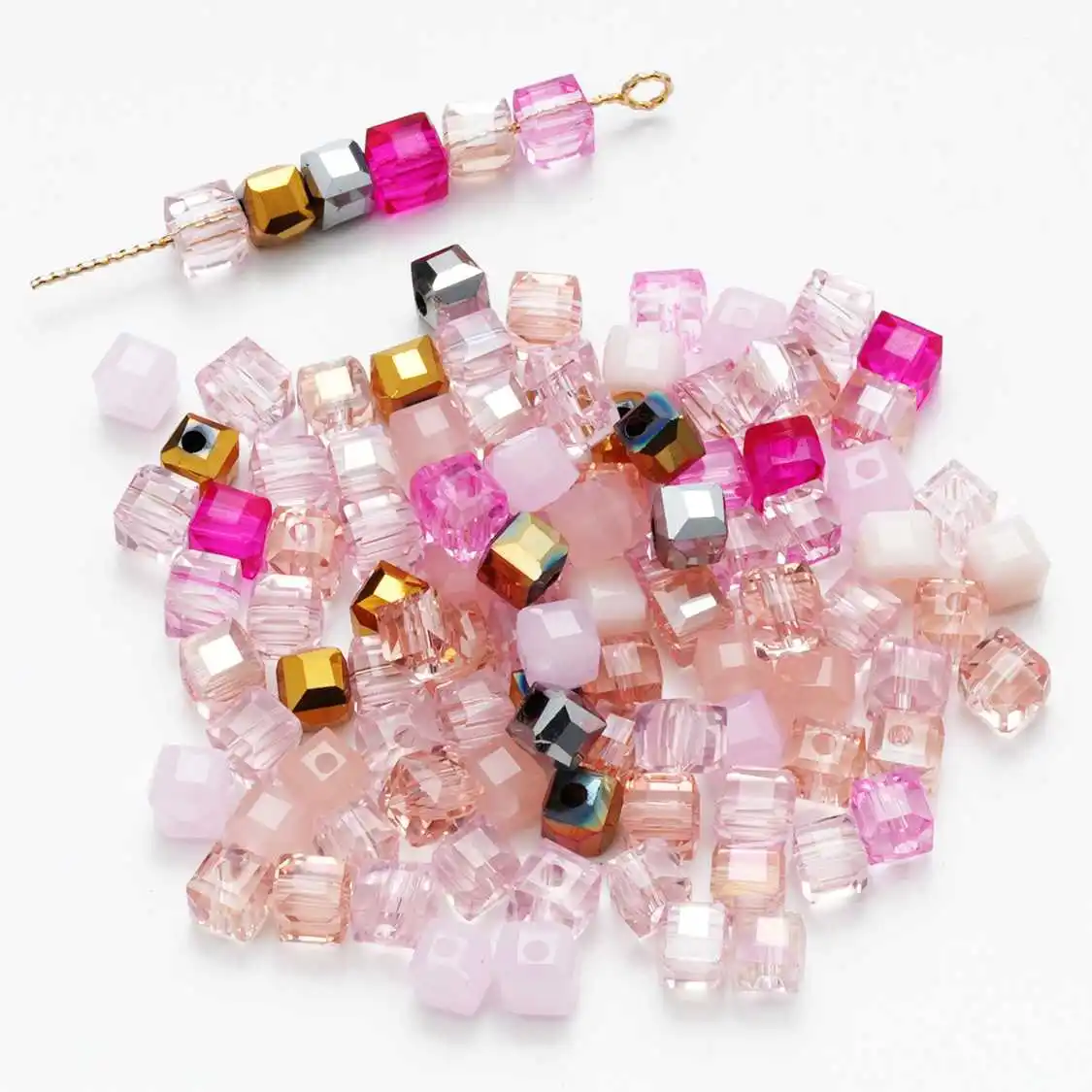 

Square Crystal Glass Beads for Jewelry Making, Pink Theme, DIY Bracelet Necklace Pendant & Sewing Accessories 3/4/6mm
