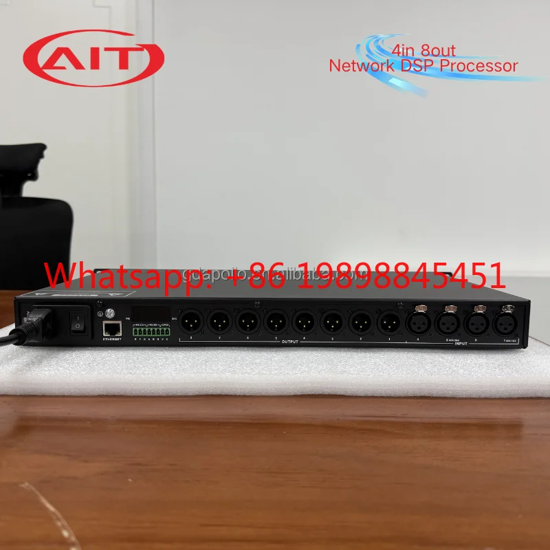 DSP48A 4In 8Out Network DSP Audio Processor, Metal Body Stage Sound Processor with IIR FIR EQ Delay Crossover