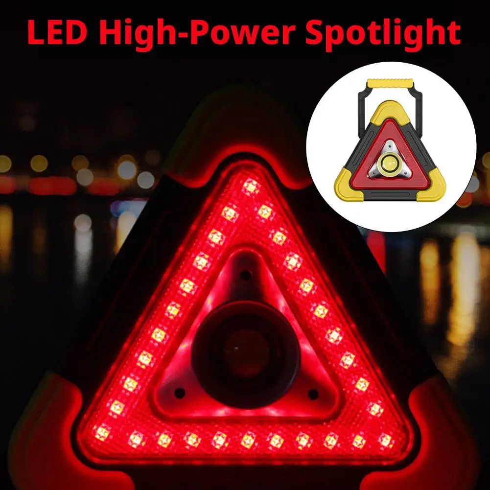 Solar Car Tripod Warning Sign Warning Triangle For Car Emergency Tool Kit With Portable Flashing Light ﻿
