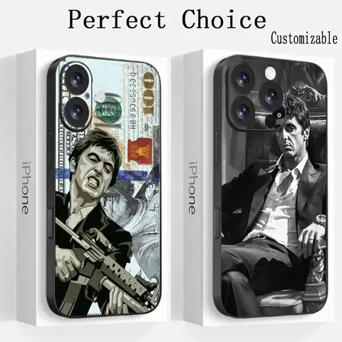 Classic tonny montanas scar-face pattern Phone Case For iPhone 16 16e 15 14 13 12 11 Plus Pro Max Soft black Shockproof Cover