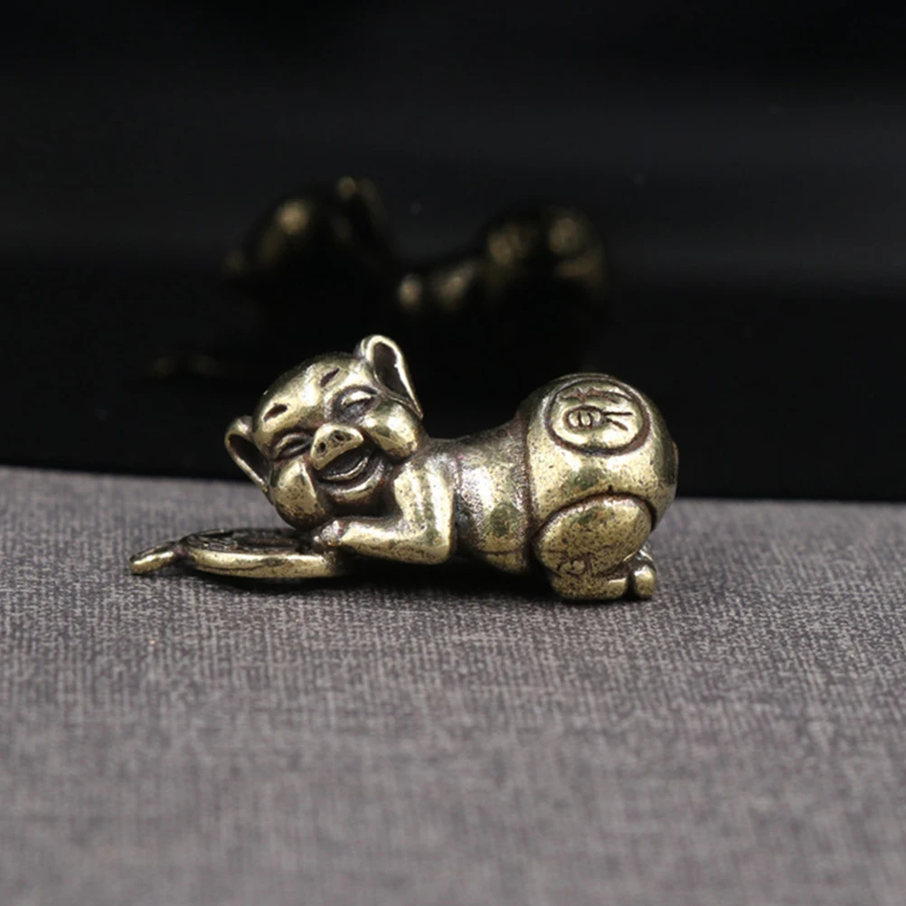 

Copper Pig Keychain nament Retro Compact DIY Jewelry Pendant Charms Travel Accessories Matching Clothes H made Crafts