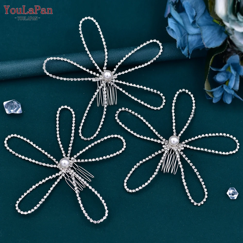 YouLaPan peines de perlas para mujer, tocado de boda, pinza para el pelo nupcial, accesorios para el cabello, fiesta, dama de honor, novia, peine, pendiente, HP367