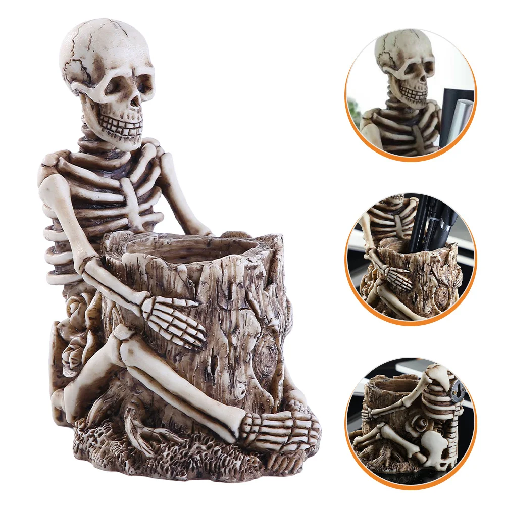 

Pen Holder Vintage Resin Desktop Organizer For Pens Makeup Storage Bucket Brushes Keys Storage Stationery Bucket