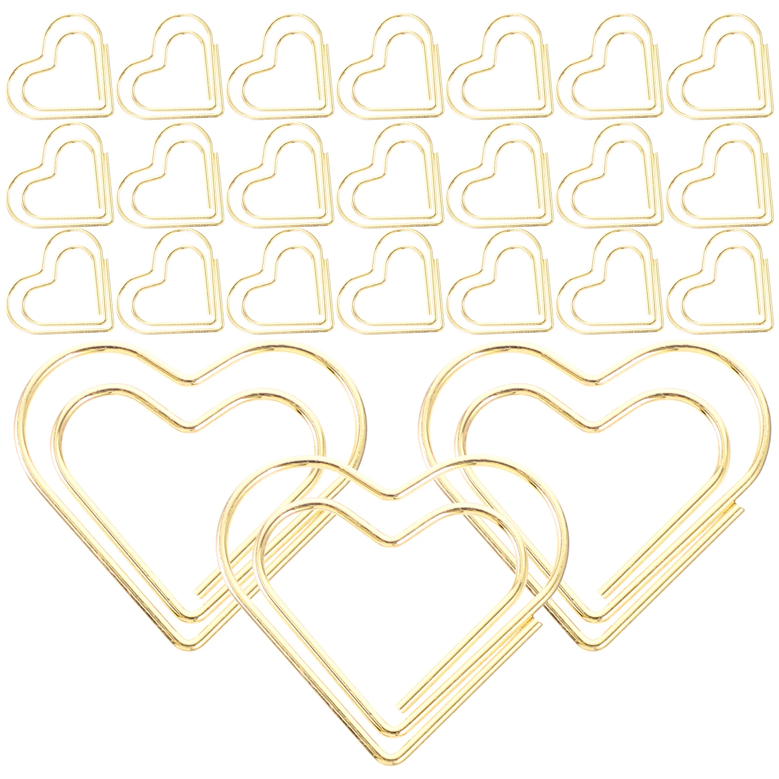 

100pcs Heart Shaped Paper Clips Metal Stationery Supplies Cute Small Desk Accessories for Office School Craft Projects