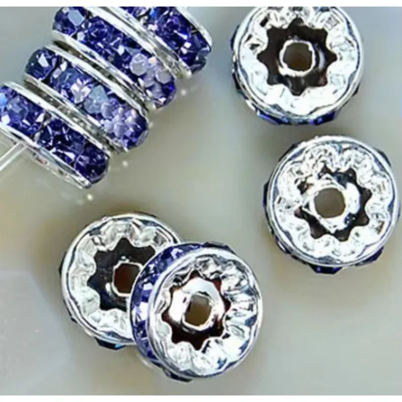 100Pcs 6/8/10mm Metal Crystal Beads Rhinestone Rondelle Spacer Beads For g5 Making Bracelet h7tf Necklace DIY Accessories g2