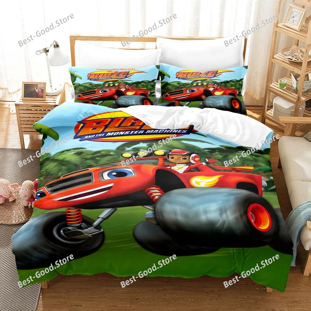 3D Print Blaze N Monster Machines Bedding Set Cartoon Duvet Cover Double Twin Full Queen King Adult Kid Bedclothes Quilt Cover