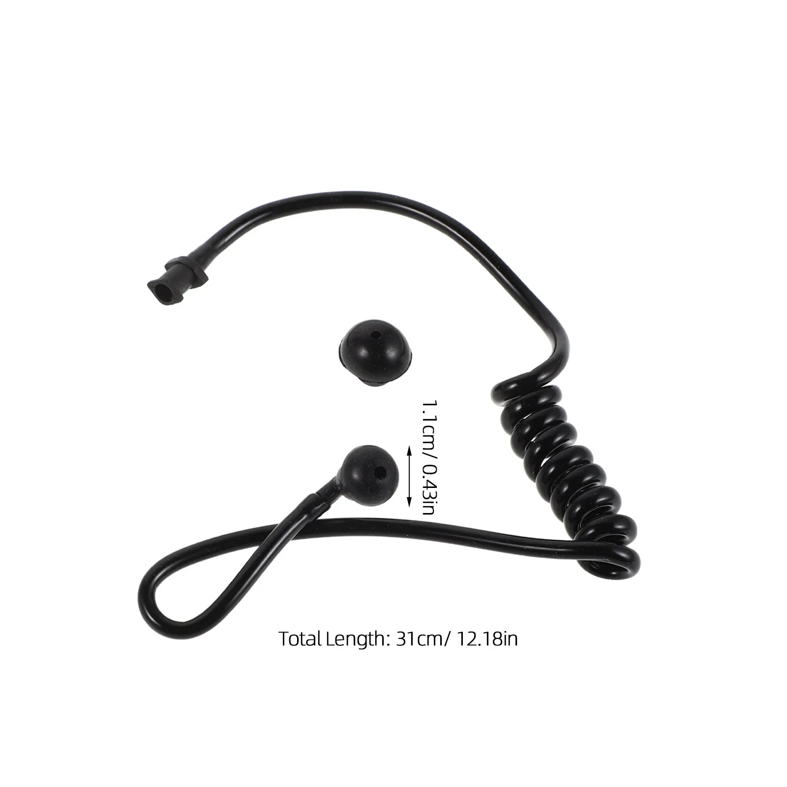 2Pcs Black Coiled Acoustic Tube Replacement Ear Piece Spare Parts Radio Walkie Headset Noise Isolation