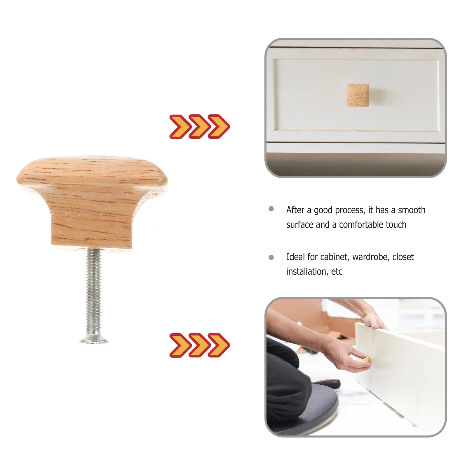 

10Pcs Solid Wood Drawer Knobs Wooden Cabinet Pull Bar for Home Door Handle Square Cupboard Wardrobe Knob Natural Look