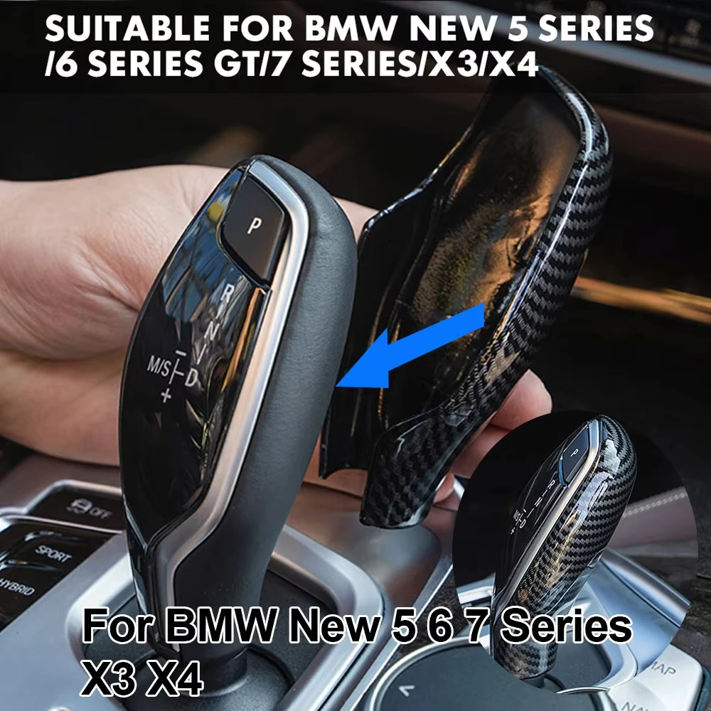 

Carbon Fiber ABS Gear Shift Knob Cover for BMW 5 Series 6 Series 7 Series X3 X4 2016 2017 2018 2019 2020 2021 LHD