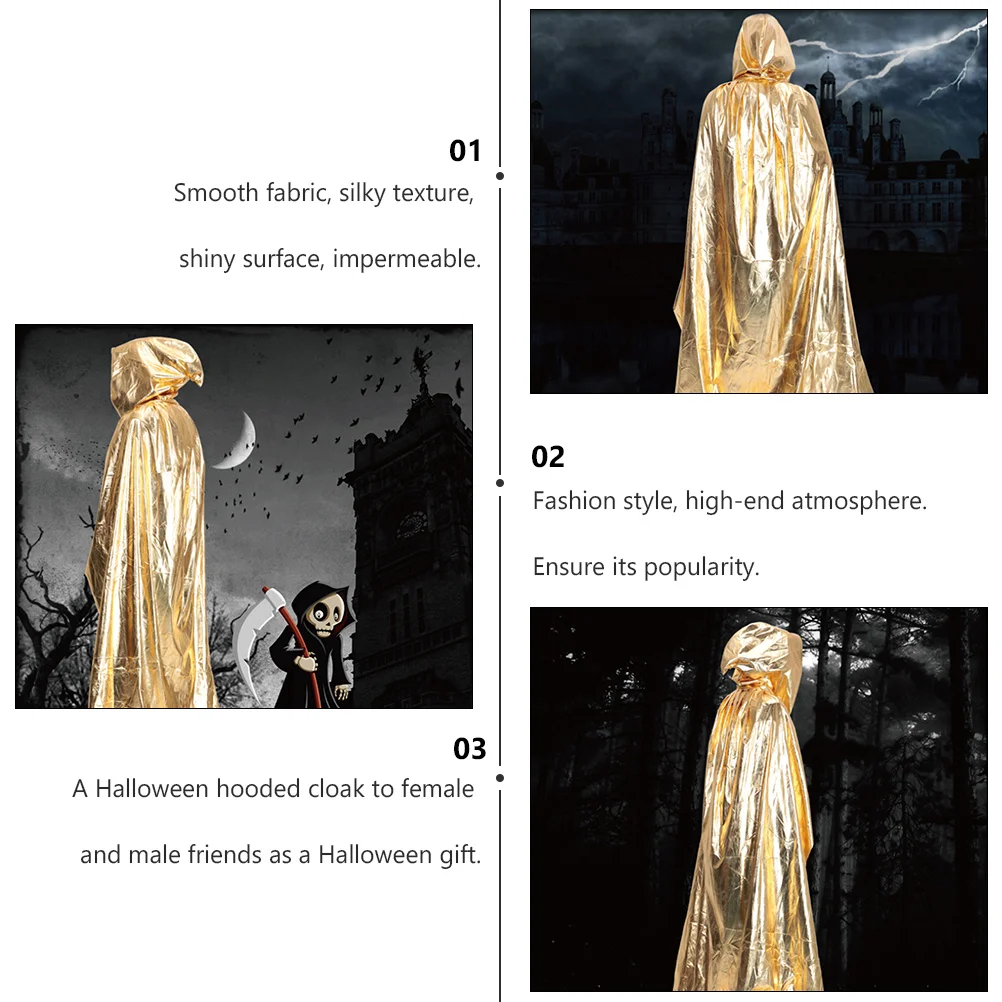

1Pcs Halloween Cloak Premium Hooded Cape Smooth Silky Texture for Unisex Costume Party Halloween Cloak Party Capes