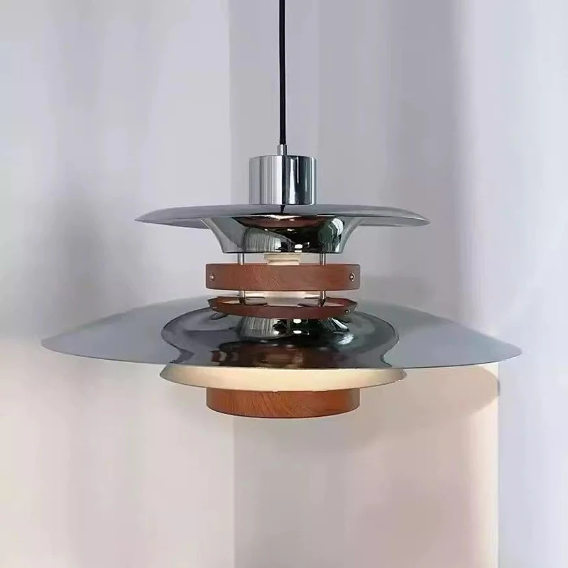 Estilo medieval disco voador e27 lustre restaurante prata quarto sala de estar mesa jantar lâmpadas penduradas iluminação interior