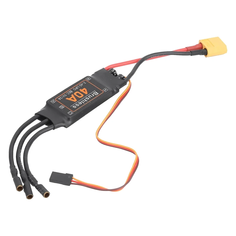 40A Brushless ESC Preto Brushless ESC XT60 Motor Controlador de Velocidade Para RC FPV Quadcopter Helicóptero