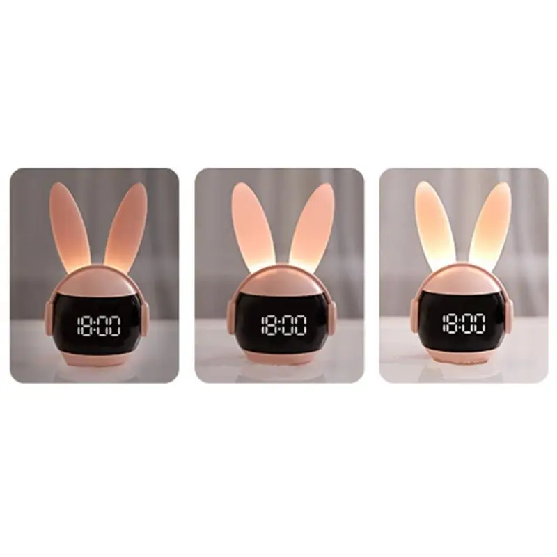 

*A99Z Kids Bedroom Alarm Clock Cute Bunny Wake Up Light Nap Timer Rechargeable Alarm Clock Rechargeable