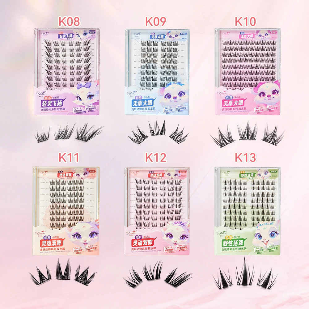 Yelix Self Adhesive Lash Clusters Glue-free 12 Rows Multiple Styles Wispy Volume DIY Lashes Natural Look Home Beauty