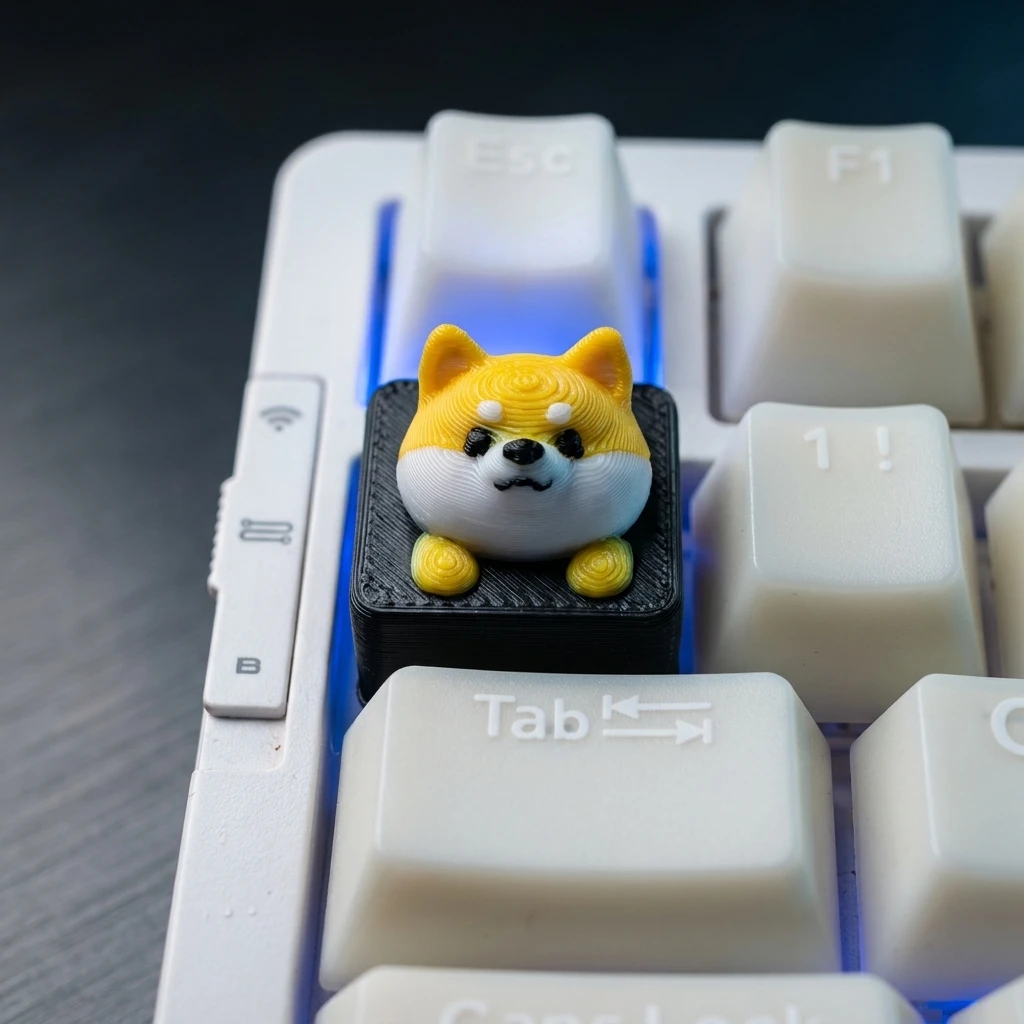 Look at Your Smile Shiba Inu, ESC Key Cap, Compatible Layout-Creative Mechanical Keyboard Decoration, Computer Key Cap