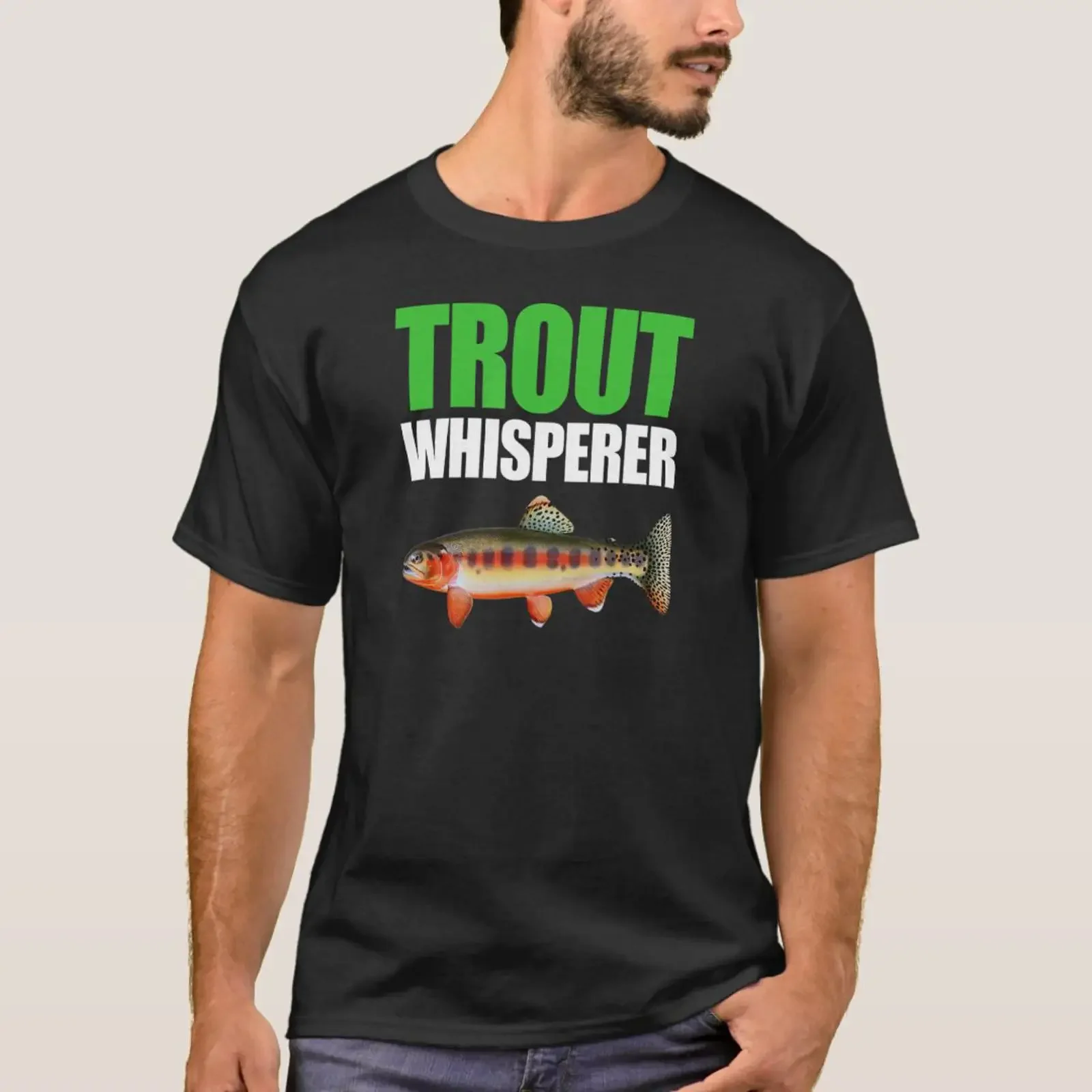 Rainbow Trout Whisperer Salmon Fan Fisherman Angle T Shirt vintage Washed Unisex streetwear Stretched Versatile graphic