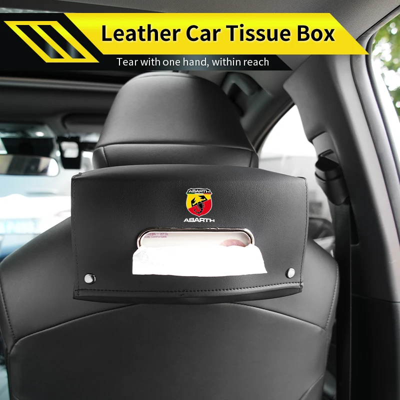 Caixa de lenços de papel para encosto de assento de carro, bolsa de guardanapos para FIAT Abarth 500 Tipo Punto Panda Ducato Stilo Fiorino Doblo Brav