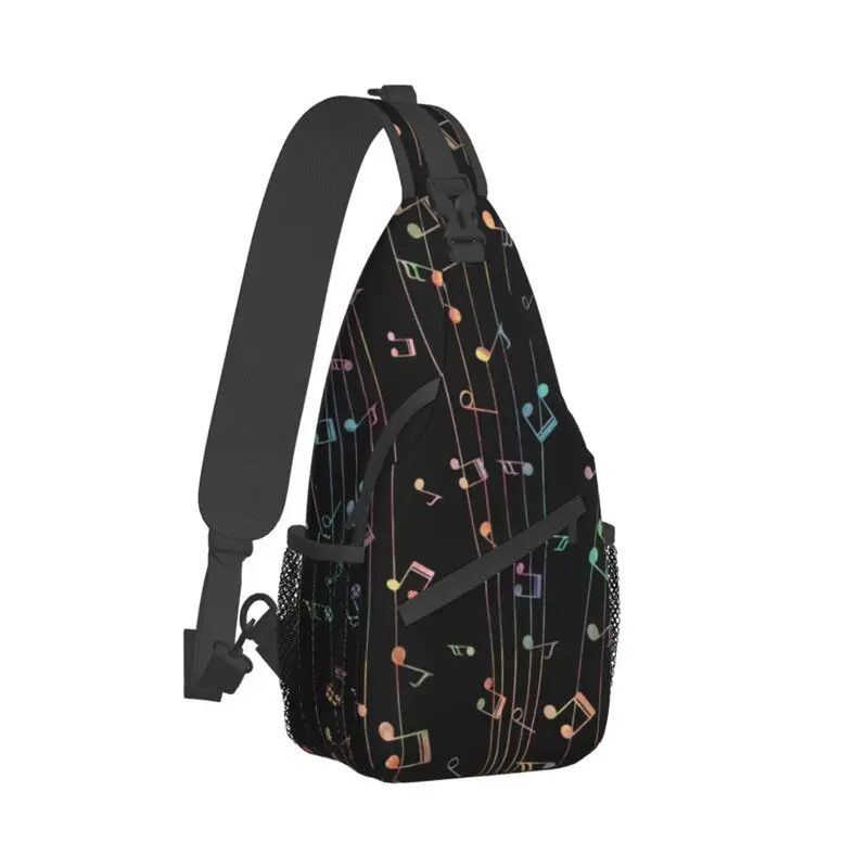 Customized Colorful Music Notes Sling Bags for Men Cool Shoulder Chest Crossbody Backpack Cycling Camping Daypack